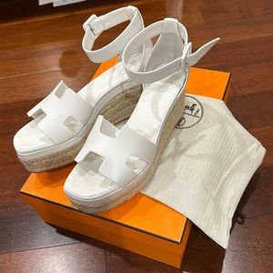 Hermes white Elda espadrille